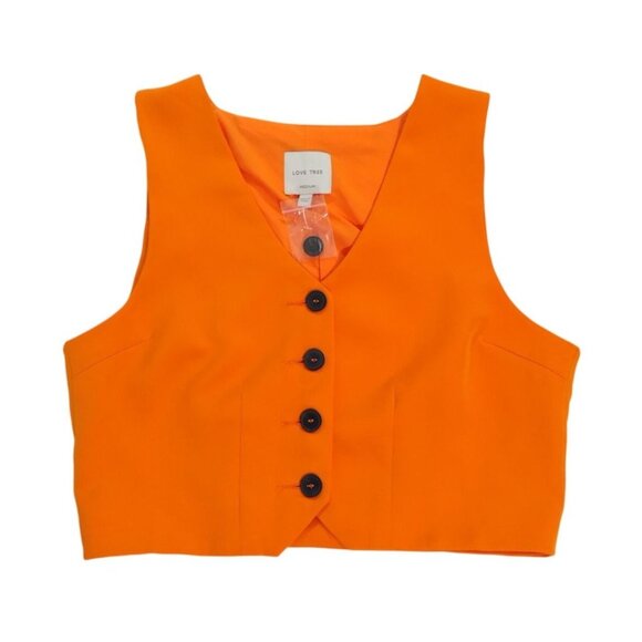 Orange Button-Up Cropped Vest By Love Tree - Medium Size - Womens Fashion Top. - Picture 1 of 6